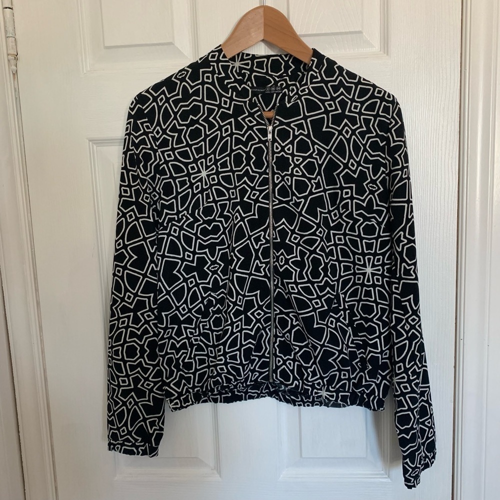 ✨3/$30✨ Atmosphere Black & White Patterned Zip Up Bomber Jacket | S​​​